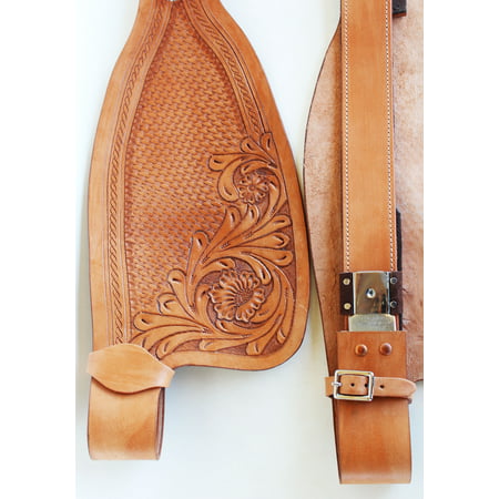 BARREL SADDLE FENDERS HORSE WESTERN PLEASURE REPLACEMENT PAIR TOOLED LEATHER